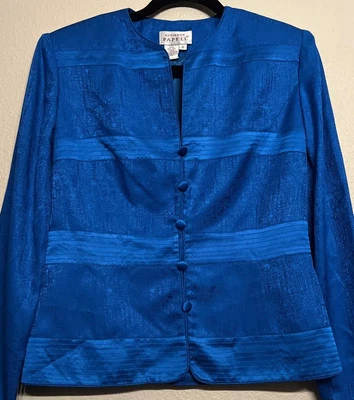 Chaqueta Blazer Vintage 100% Seda Azul Talla 8 Foto 1 de 4