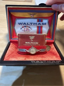 Vintage Ladies Waltham Mechanical Manual Wind 2 Diamond Watch With Original Box - Picture 1 of 13