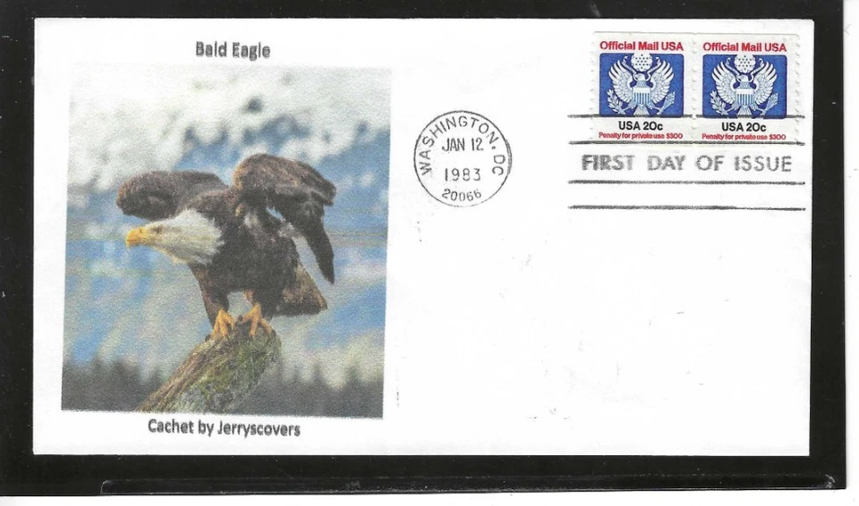 BALD EAGLE FDC 1983 OFFICIAL MAIL WASHINGTON, DC JERRY'S COVERS ONLY 1 MADE - Image 1 of 1