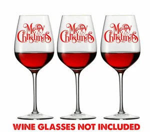 3 CALCOMANÍAS DE VIDRIO DE VINO FELIZ NAVIDAD LOGOTIPO VENTANA NAVIDAD otros colores disponibles - Imagen 1 de 5