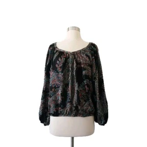 NWT MAEVE by ANTHROPOLOGIE Top Blouse Burnout Satin Paisley XS - Picture 1 of 10