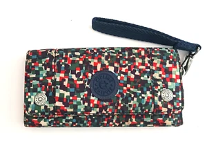 Kipling Rubi Tri Fold Wallet w Wristlet Multicolor Nylon Snap Front 7.5X4 - Picture 1 of 7
