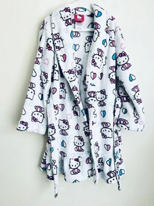 Hello Kitty white Robe long sleeve cat heart print ruffle girls 6 - Picture 1 of 5
