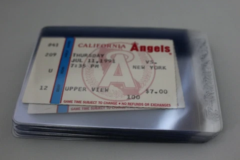 TICKET Angels vs New York Yankees July 11 1991 Seat 12 Scott Sanderson 1 Hitter Cover