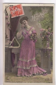 CPA FANTAISIE ART - VOEUX BONNE HEUREUSE ANNEE HAPPY NEW YEAR FEMME 1908 ~C21 - Imagen 1 de 2