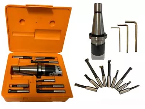 SET TESTA TESTINA FRESA BARENO ALESATORE ISO40 1 1/2 18 9 PZ ALESARE UTENSILI - Foto 1 di 5