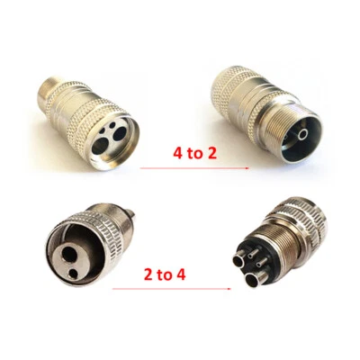 Adaptador de turbina de pieza de mano dental de alta velocidad cambiador de orificios de 4 a 2 y 2 a 4 orificios Foto 1 de 4