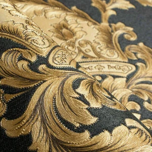 10m Black Gold Wallpaper Embossed Texture Metallic 3D Damask PVC Wall Paper - Picture 1 of 7