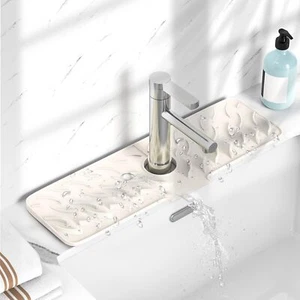 Silicone Faucet Mat Kitchen Sink Splash Guard Slip Drain Pad Drip Catcher Tray - Picture 1 of 8