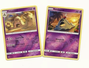 RARE PALOSSAND & SANDYGAST- 2 Pokemon EVO Cards-BURNING SHADOWS-REV HOLO-NM/MINT - Picture 1 of 2