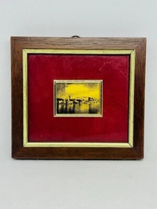 Vintage Foglia Oro 23 Kt. Gold Leaf Mini Framed Picture - Isola Bella 4x4.5 - Picture 1 of 2