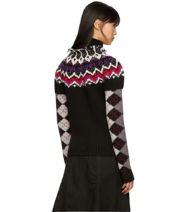 Loewe Sweater L Wool/Silk/Cashmere Rib Knit Argyle-Intarsia Roll Neck Aztec - Picture 1 of 22