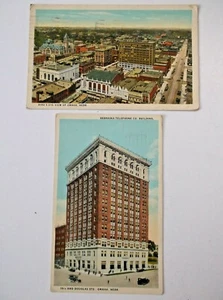 1924 Postales Omaha Nebraska Telephone Co Edificio y Birdseye City View Poste - Imagen 1 de 2