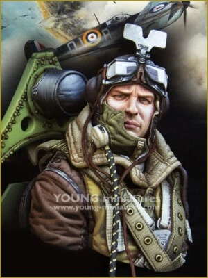 Young Miniatures - RAF Spitfire Mk.l Pilot WWll - 1/10th Resin Bust - YM1868 - Image 1 of 4