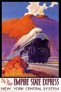 EMPIRE STATE EXPRESS NEW YORK CENTRAL TRAIN TRAVEL AMERICAN VINTAGE POSTER REPRO - Picture 1 of 3