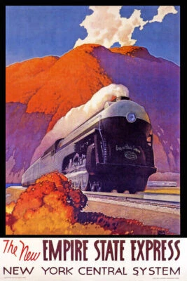 EMPIRE STATE EXPRESS NEW YORK CENTRAL TRAIN TRAVEL AMERICAN VINTAGE POSTER REPRO - Image 1 of 3