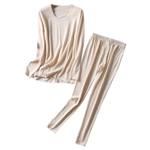 Women Pure Silk Thermal Underwear Set Long Johns Base Layer Top & Bottom Sets - Picture 1 of 29
