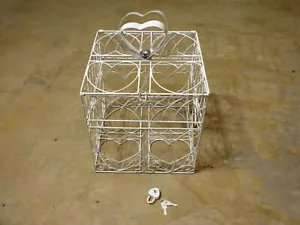 Metal Heart Themed Pad Locking Gift Card 8" x 8" x 8" Box - Anniversary Wedding - Picture 1 of 13