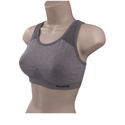 Sujetador deportivo deportivo deportivo Reebok para mujer talla pequeña gris con cierre de gancho trasero  Foto 1 de 4