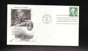 Paul Revere Coil--1965 First Day Cover--Wheaton, Maryland--Artcraft Cachet - Picture 1 of 1