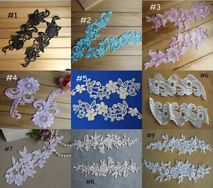 2 Pieces Victorian Flower Venice Lace Applique Black,Blue,Pink,Ivory.White zha1 - Picture 1 of 10