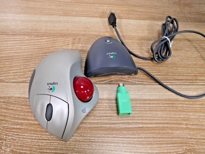 Logitech Cordless Trackman Wheel Ball Marble Mouse T-RA18 With USB Receiver - Image 1 of 4