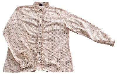 Vintage Blouse 80s Cream Floral Print Ruffle Retro Boho 16 - Image 1 of 2