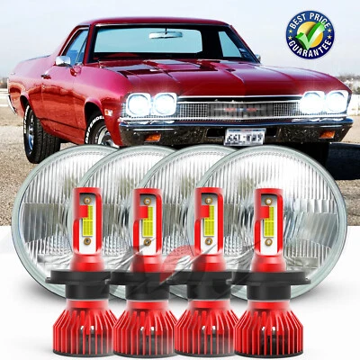 Fit Mercedes-Benz 380SL 450SL 560SL 4PCS 5.75" Round LED Headlights Hi/Lo Beam++ - Image 1 of 4