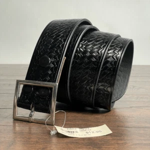VTG Army Navy Belt 46 Black Leather Weave 1-3/4" Military Uniform NWT - Picture 1 of 7