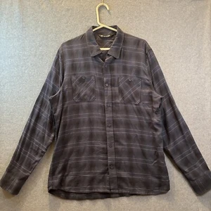 Travis Matthew Shirt Men's Large Button Up Navy Plaid Collared Performance Golf - Picture 1 of 16