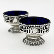 COPPIA CANTINE SALE TRAFITTE ARGENTO STERLING GEORGE III LONDRA 1773 ROBERT HENNELL