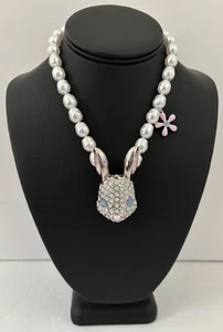 Betsey Johnson Osterhase Hase Statement Halskette Kunstperlen Neu mit Etikett - Bild 1 von 8