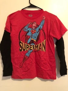 Camisa Marvel Superman Manga Larga Roja Negra Niños Talla Grande Nueva sin Etiquetas - Imagen 1 de 3