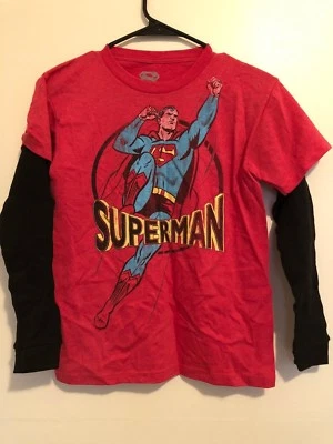 Marvel Superman Shirt Long Sleeve Shirt Red Black Boys Size Large nwot - Image 1 of 3