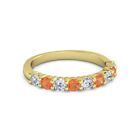 925 Sterling Silver Round 2.5Mm White Cz Fire Opal Eternity Yellow Plated Ring