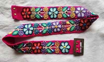 Bellissimo Cintura Di Fiori Ricamato Peru, Rosa, Nuovo! - Immagine 1 di 3