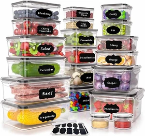 Conjunto De Contenedores De Plastico Para Almacenamiento De Alimentos Con Tapas - Picture 1 of 9