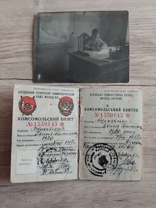Soviet Komsomol Ticket 1939 + PHOTO. Girl. USSR VLKSM Lenin. Very old. Original  - Picture 1 of 12