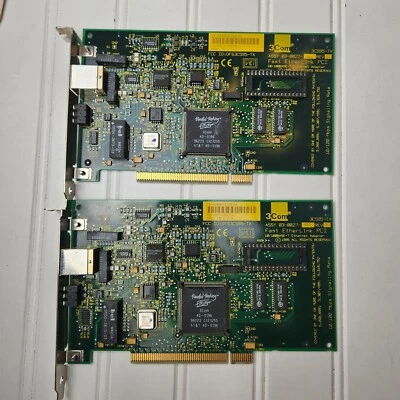 3COM 3C595-TX FAST ETHERLINK PCI 10/100BASE-T ETHERNET PCI ADAPTER x2 *untested - Image 1 of 4