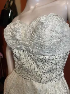 Vintage 1950’s Edward Abbott Lace Dress With Beading Bridal Party Dress - Picture 1 of 16