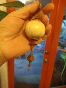 Wood Ornament  pendent-finial hand made sold by artist 4.5"  by 1.75"   14 grams - Picture 1 of 6