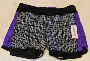 Pantalones Cortos para Correr JoFit 2 Capas Para Mujer Medianos Negros/Púrpura Bolsillo con Cremallera Nuevos con Etiquetas - Imagen 1 de 4
