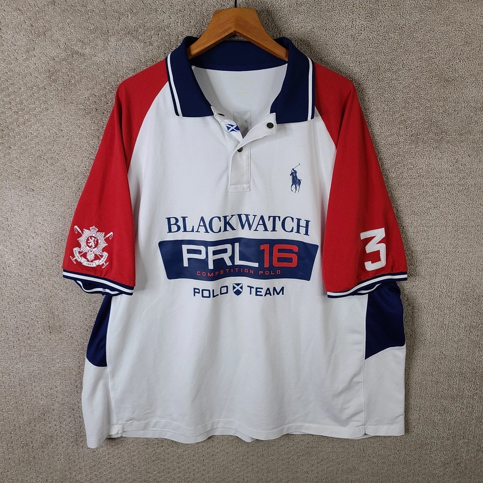Polo Ralph Lauren Shirt 3XB White Blue Red Blackwatch PRL 16 Polo Competition - Image 1 of 4