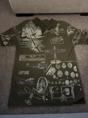 Модель самолетов полный надежном мужской хлопок трейдеров Sport зеленый поло рубашка для гольфа XL HTF - Изображение 1 из 4