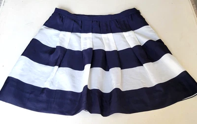 J Crew skirt women's size 4 pleated navy blue stripe fit flare 17" length - Image 1 of 4