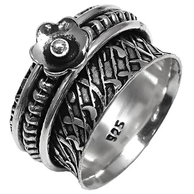 Silver Spinner Ring For Women Four Spinner Ring Fidget Silver Jewelry Ring"6" - image 1 of 4