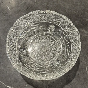 FLOWER Footed Clear Small Pressed Glass Candy Nut Trinket Dish Bowl - Picture 1 of 11