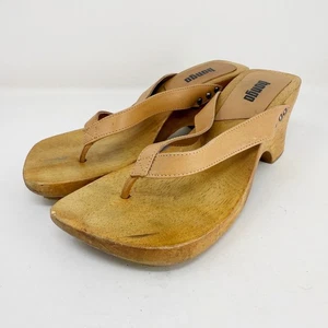 Bongo Y2K beige Damen-Plateausandalen Leder Riemen Holz Größe 8 M - Bild 1 von 9