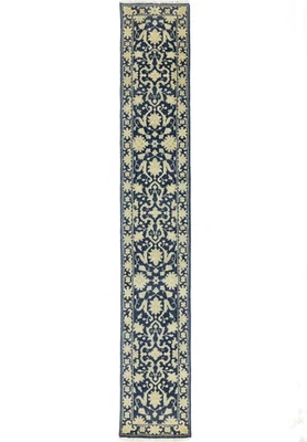 Muted Floral Transitional Runner Rug 2X12 ft Handmade Narrow Oriental Decor - Image 1 of 4