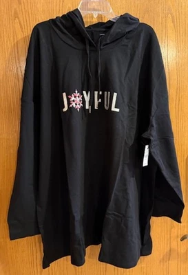 Sudadera con capucha gráfica Lane Bryant para mujer 30/32 "JOYFUL" en negro Foto 1 de 4